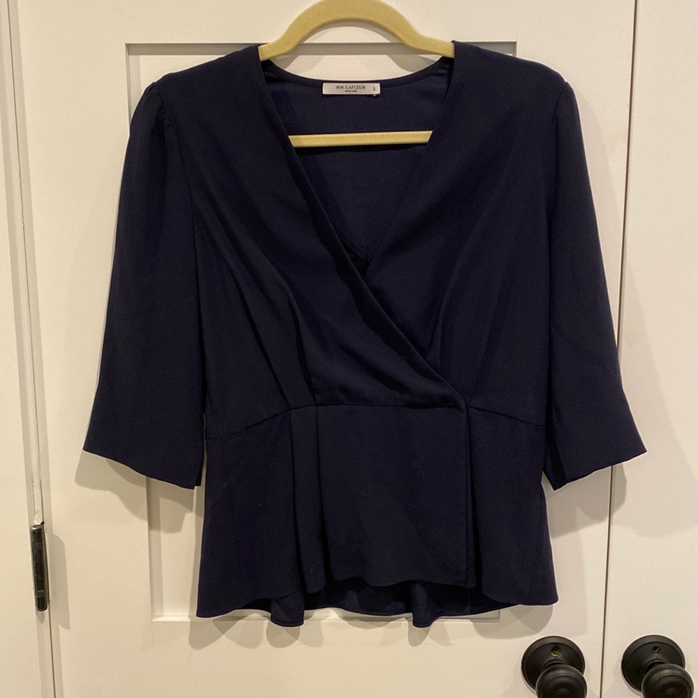 MM Lafleur Blue Half Sleeve Blouse